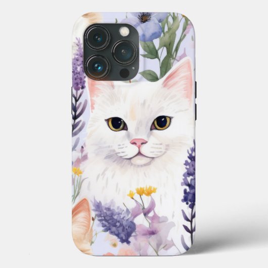 Waterverf Floral Cats digitale papieren Case-Mate iPhone Case (Achterkant)