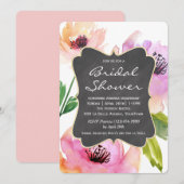 Waterverf Floral Chalkboard Vrijgezellenfeest Kaart (Voorkant / Achterkant)