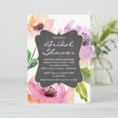 Waterverf Floral Chalkboard Vrijgezellenfeest Kaart (Staand voorkant)