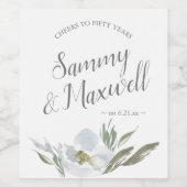 Waterverf Floral Cheers tot 50 jaar Wijn Etiket (Enkel label)