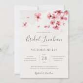 Waterverf Floral Cherry Blossom Bridal Luncheon Kaart (Voorkant)