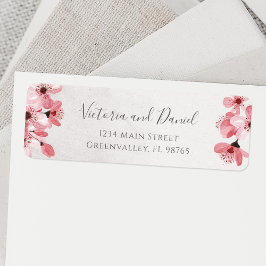 Waterverf Floral Cherry Blossom Return Address Etiket