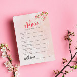 Waterverf Floral Cherry Blossom Spring Wedding Advieskaart<br><div class="desc">Deze roze Waterverf Floral Cherry Blossom Wedding Advice Kaart is een unieke en stijlvolle manier om advies en welgemeende wensen van gasten te verzamelen op een bruiloft. Het delicate bloemontwerp en de zachte roze achtergrond van de waterverf creëer een romantische en elegante sfeer, perfect voor elke lente- of zomerbruiloft. De...</div>