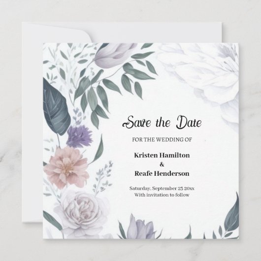 Waterverf Floral Chic Bruiloft Save The Date (Voorkant)