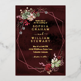 Waterverf Floral Chic Wedding Folie Uitnodiging