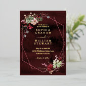 Waterverf Floral Chic Wedding Folie Uitnodiging (Staand Voorkant)