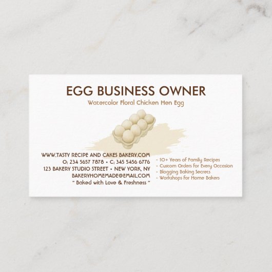 Waterverf Floral Chicken Hen Egg Boerderij Visitekaartje (Achterkant)