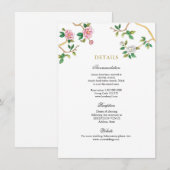 Waterverf Floral Chinoiserie trouwgegevens Informatiekaartje (Voorkant / Achterkant)
