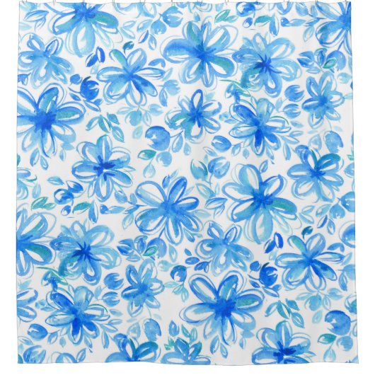 Waterverf Floral Chintz Schattige Pattern Douchegordijn (Voorkant)