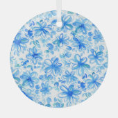 Waterverf Floral Chintz Schattige Pattern Glas Ornament (Voorkant)