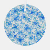 Waterverf Floral Chintz Schattige Pattern Glas Ornament (Achterkant)