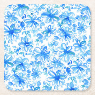 Waterverf Floral Chintz Schattige Pattern Kartonnen Onderzetters