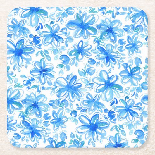 Waterverf Floral Chintz Schattige Pattern Kartonnen Onderzetters (Voorkant)