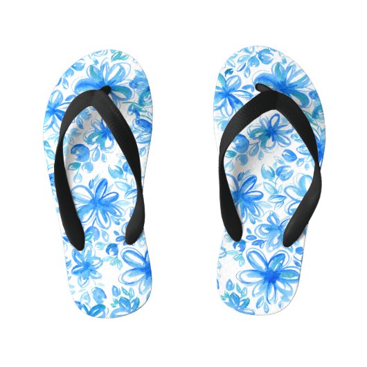 Waterverf Floral Chintz Schattige Pattern Kinder Teenslippers (Voetbed)