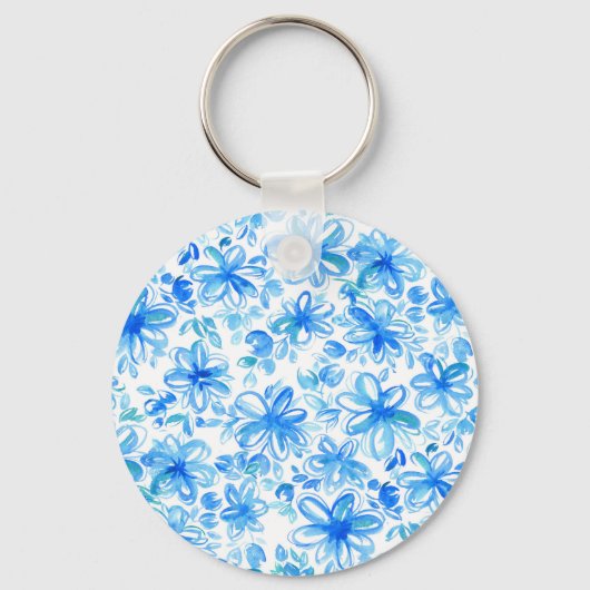 Waterverf Floral Chintz Schattige Pattern Sleutelhanger (Achterkant)