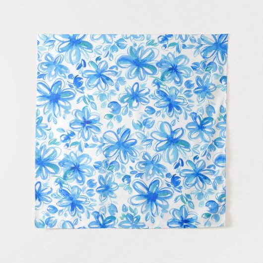 Waterverf Floral Chintz Schattige Pattern Wandkleed (Voorkant)