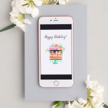 Waterverf Floral Chocolate Birthday Cake