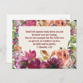 Waterverf Floral Christelijke Bijbel Verse Briefkaart (Voorkant / Achterkant)