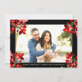 Waterverf Floral Christmas Foto Feestdagenkaart (Voorkant)