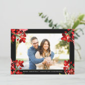 Waterverf Floral Christmas Foto Feestdagenkaart (Staand voorkant)