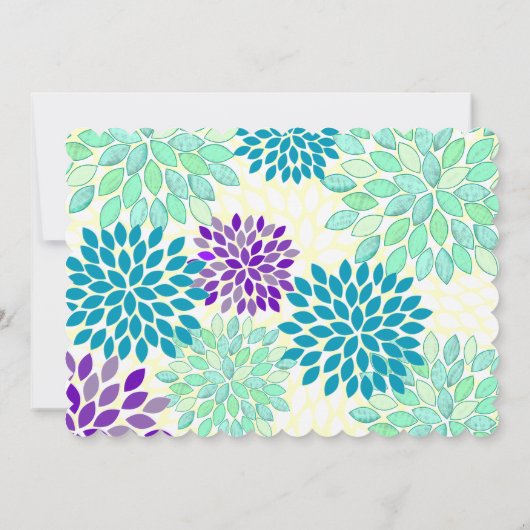 Waterverf Floral Chrysanthemum Wedding Invites Kaart (Achterkant)