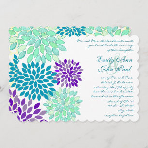 Waterverf Floral Chrysanthemum Wedding Invites Kaart