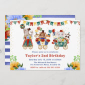 Waterverf Floral Circus Animals Train Birthday Kaart (Voorkant / Achterkant)