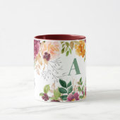 Waterverf floral classy elegant groen monogram mok (Midden)