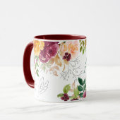 Waterverf floral classy elegant groen monogram mok (Voorkant links)