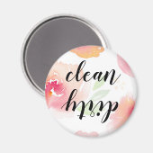 Waterverf Floral Clean Dirty Dishwasher Magnet (Voorkant / Achterkant)