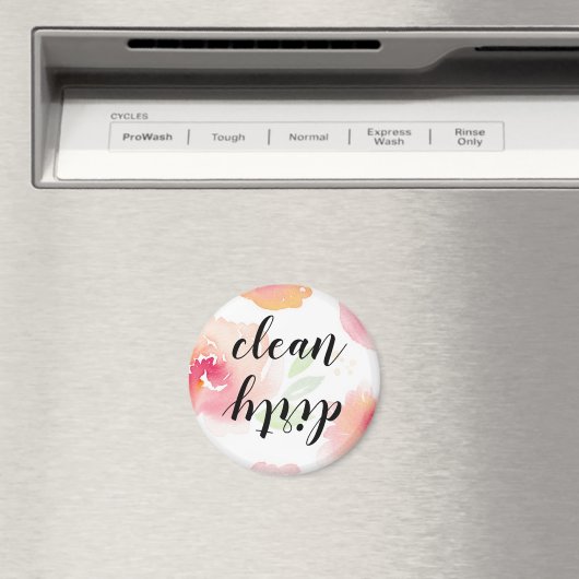 Waterverf Floral Clean Dirty Dishwasher Magnet (Insitu (Vaatwasser))