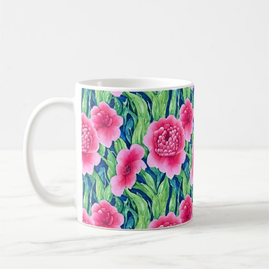 Waterverf Floral Coffee Mok (Links)