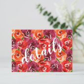 Waterverf Floral Collage Bruiloft Gast Details Informatiekaartje (Staand voorkant)