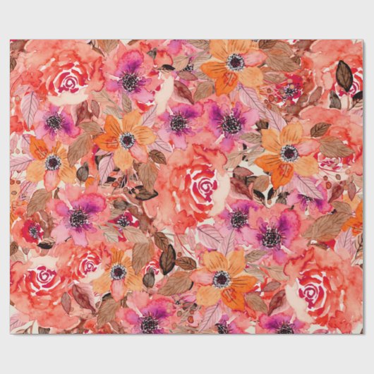 Waterverf Floral Collage Cadeaupapier (Vlak)