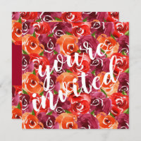 Waterverf Floral Collage Wedding Invitations