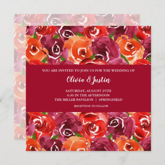 Waterverf Floral Collage Wedding Invitations (Voorkant / Achterkant)