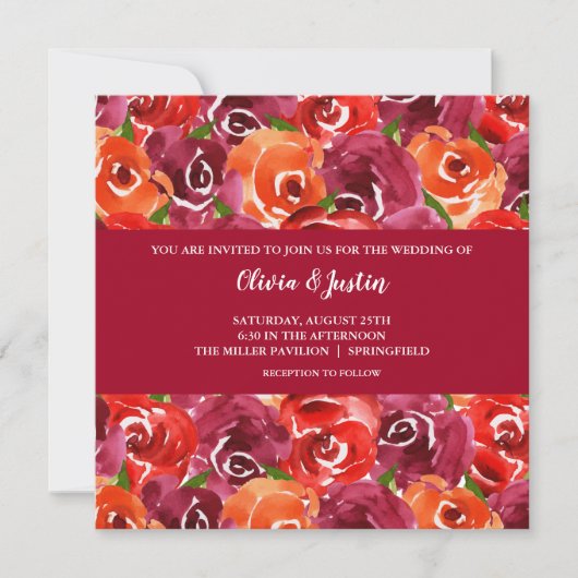 Waterverf Floral Collage Wedding Invitations (Voorkant)