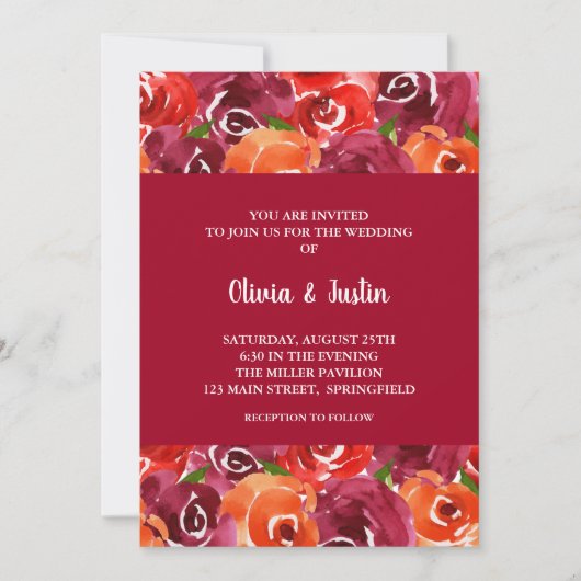 Waterverf Floral Collage Wedding Invitations (Voorkant)