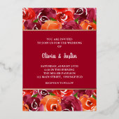 Waterverf Floral Collage Wedding Invitations Folie Uitnodiging (Voorkant)