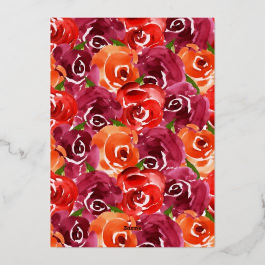 Waterverf Floral Collage Wedding Invitations Folie Uitnodiging (Achterkant)