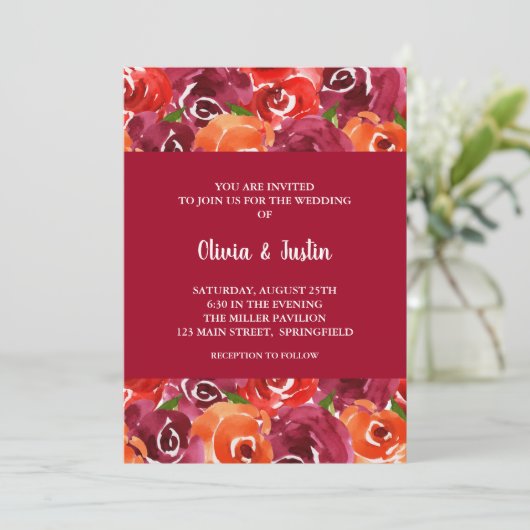 Waterverf Floral Collage Wedding Kaart (Staand voorkant)