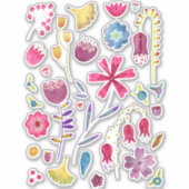 Waterverf Floral Colorful Sticker (Voorkant)