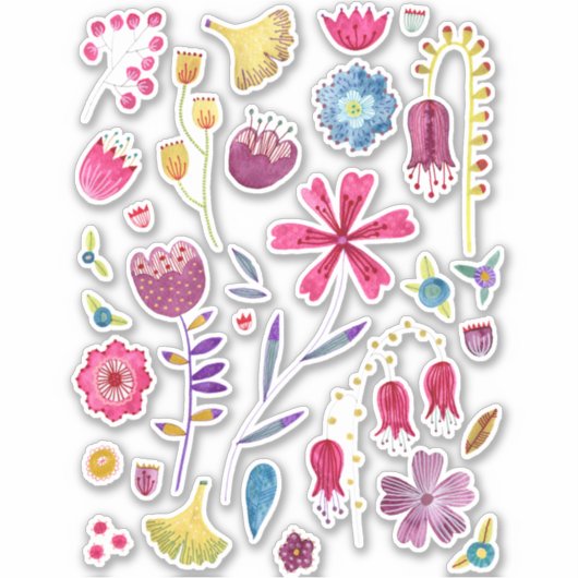 Waterverf Floral Colorful Sticker (Voorkant)