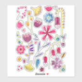 Waterverf Floral Colorful Sticker (Vel)