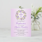 Waterverf Floral CONFIRMATION Paars Lavender Kaart (Staand voorkant)