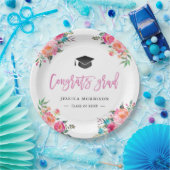 Waterverf Floral Congrats Afstudeerder Graduation  Papieren Bordje (Feest)