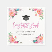 Waterverf Floral Congrats Afstudeerder Graduation  Servet (Voorkant)