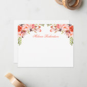 Waterverf Floral Coral - Aangepast Notitiekaartje (Voorkant / Achterkant in situ)