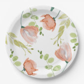 Waterverf Floral Coral Green Vrijgezellenfeest Papieren Bordje (Voorkant)