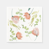 Waterverf Floral Coral Green Vrijgezellenfeest Servet (Voorkant)
